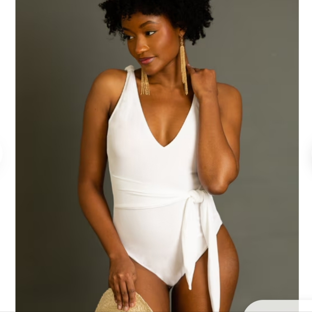 Elegant Ulani Wrap Swimsuit in White